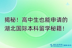 揭秘！高中生也能申請的湖北國際本科留學(xué)秘籍！
