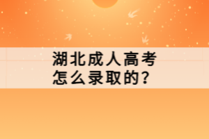 湖北成人高考怎么錄取的？