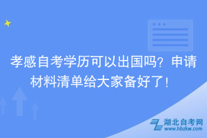 孝感自考學(xué)歷可以出國嗎？申請材料清單給大家備好了！