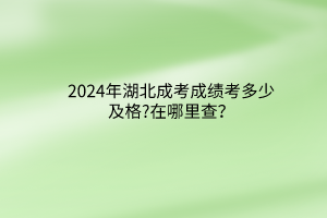 2024年湖北成考成績考多少及格?在哪里查？