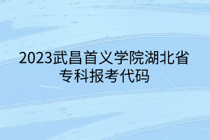 2023武昌首義學(xué)院湖北省?？茍罂即a