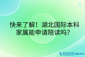 快來了解！湖北國際本科家屬能申請陪讀嗎？