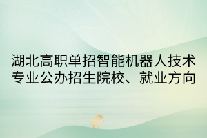 湖北高職單招智能機器人技術(shù)專業(yè)公辦招生院校、就業(yè)方向