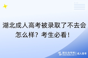 湖北成人高考被錄取了不去會怎么樣？考生必看！