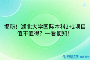 揭秘！湖北大學(xué)國(guó)際本科2+2項(xiàng)目值不值得？一看便知！
