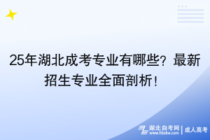 25年湖北成考專業(yè)有哪些？最新招生專業(yè)全面剖析！