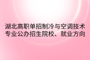 湖北高職單招制冷與空調(diào)技術(shù)專業(yè)公辦招生院校、就業(yè)方向