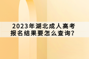 2023年湖北成人高考報名結(jié)果要怎么查詢？