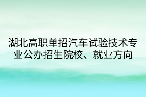 湖北高職單招汽車試驗技術(shù)專業(yè)公辦招生院校、就業(yè)方向