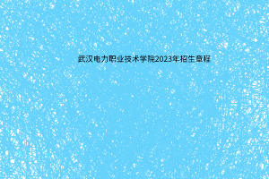 2023武漢電力職業(yè)技術(shù)學(xué)院招生簡章