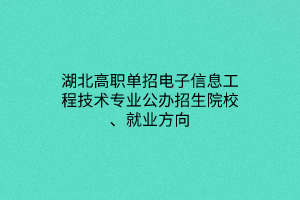 湖北高職單招電子信息工程技術(shù)專業(yè)公辦招生院校、就業(yè)方向