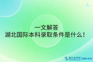 一文解答湖北國際本科的錄取條件是什么！