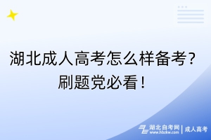 湖北成人高考怎么樣備考？刷題黨必看！