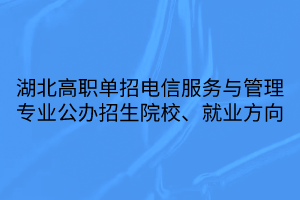湖北高職單招電信服務與管理專業(yè)公辦招生院校、就業(yè)方向