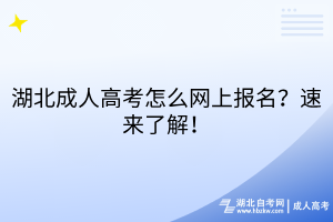 湖北成人高考怎么網(wǎng)上報(bào)名？速來(lái)了解！