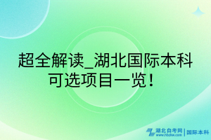 超全解讀_湖北國際本科可選項目一覽！