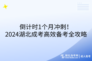 倒計時1個月沖刺！2024湖北成考高效備考全攻略