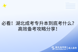 必看！湖北成考專升本到底考什么？高效備考攻略分享！