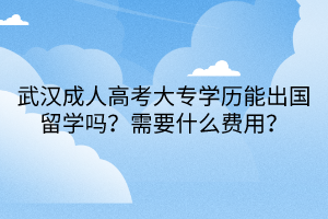 武漢成人高考大專學(xué)歷能出國留學(xué)嗎？需要什么費(fèi)用？