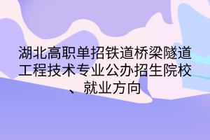 湖北高職單招鐵道橋梁隧道工程技術(shù)專業(yè)公辦招生院校、就業(yè)方向