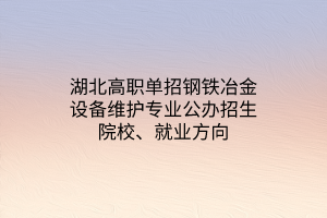 湖北高職單招鋼鐵冶金設(shè)備維護(hù)專業(yè)公辦招生院校、就業(yè)方向