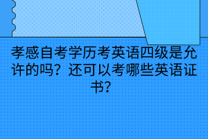 孝感自考學(xué)歷考英語四級是允許的嗎？還可以考哪些英語證書？