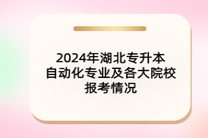 2024年湖北專升本自動化專業(yè)及各大院校報(bào)考情況