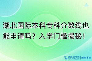 湖北國際本科?？品?jǐn)?shù)線也能申請嗎？入學(xué)門檻揭秘！