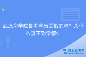 武漢商學(xué)院自考學(xué)歷是假的嗎？為什么查不到學(xué)籍？