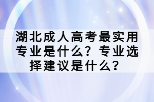 湖北成人高考最實用專業(yè)是什么？專業(yè)選擇建議是什么？
