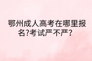 鄂州成人高考在哪里報名?考試嚴不嚴？