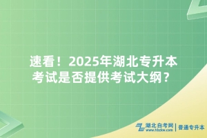 速看！2025年湖北專升本考試是否提供考試大綱？