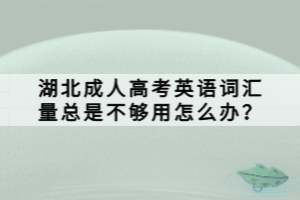 湖北成人高考英語詞匯量總是不夠用怎么辦？