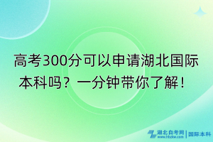 高考300分可以申請湖北國際本科嗎？一分鐘帶你了解！