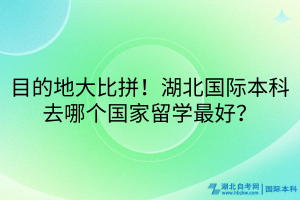目的地大比拼！湖北國際本科去哪個國家留學(xué)最好？