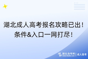 湖北成人高考報(bào)名攻略已出！條件&入口一網(wǎng)打盡！