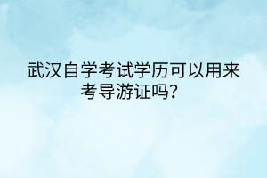 武漢自學考試學歷可以用來考導游證嗎？
