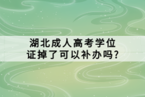 湖北成人高考學位證掉了可以補辦嗎?