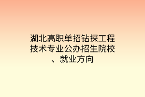 湖北高職單招鉆探工程技術(shù)專業(yè)公辦招生院校、就業(yè)方向