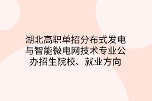 湖北高職單招分布式發(fā)電與智能微電網(wǎng)技術(shù)專(zhuān)業(yè)公辦招生院校、就業(yè)方向