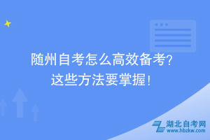 隨州自考怎么高效備考？ 這些方法要掌握！ ?