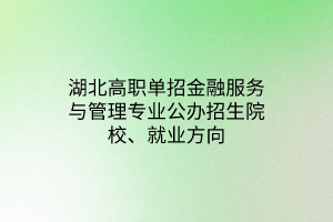 湖北高職單招金融服務(wù)與管理專業(yè)公辦招生院校、就業(yè)方向