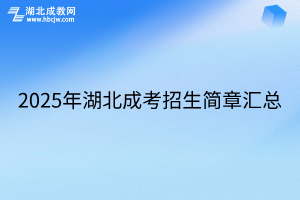 2025年湖北成考招生簡(jiǎn)章匯總
