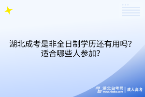 湖北成考是非全日制學(xué)歷有用嗎？適合哪些人參加？