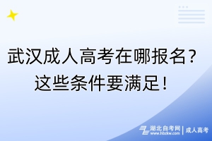 武漢成人高考在哪報(bào)名？這些條件要滿足！