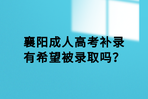 襄陽成人高考補錄有希望被錄取嗎？