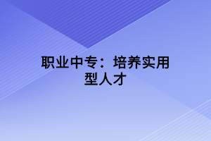 職業(yè)中專：培養(yǎng)實(shí)用型人才