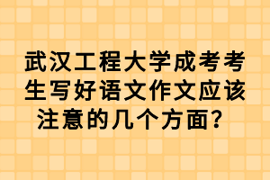 武漢工程大學(xué)成考考生寫好語文作文應(yīng)該注意的幾個方面？