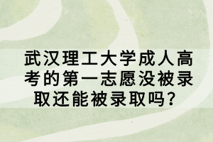 武漢理工大學(xué)成人高考的第一志愿沒(méi)被錄取還能被錄取嗎？