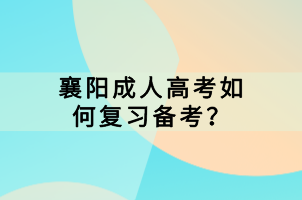 襄陽成人高考如何復習備考？